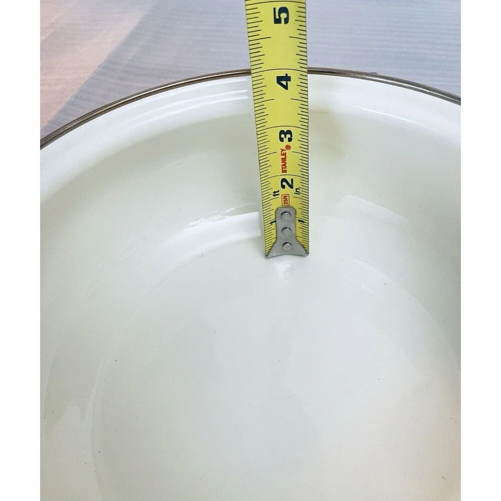 Cornucopia Enamel Dutch Oven Stock Pot 2.5 Qt Brass Handles Fruit Design
